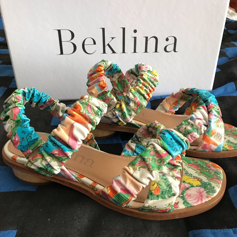 Beklina gathered sandal - multicolor print